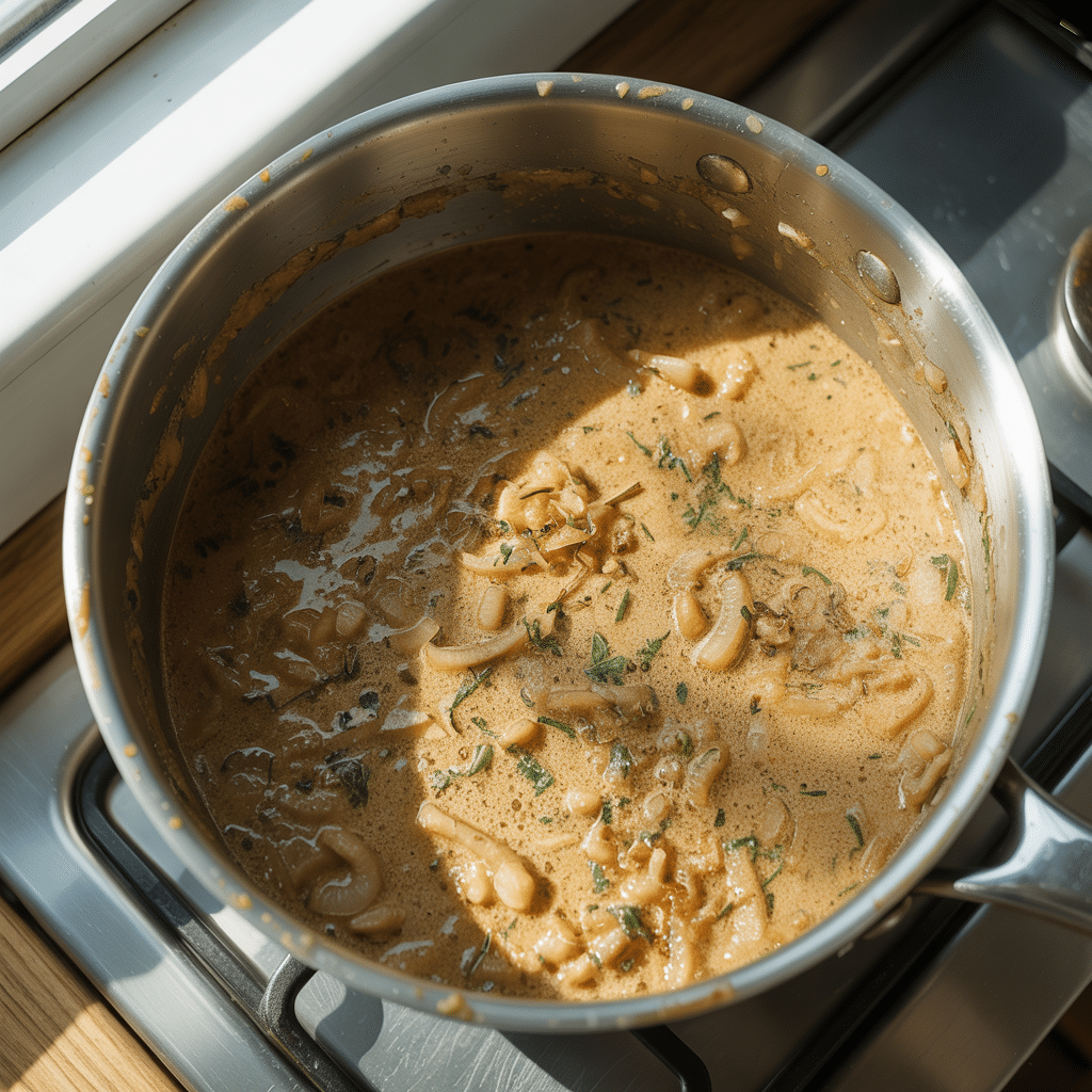 creamy lemon pasta sauce in skillet
