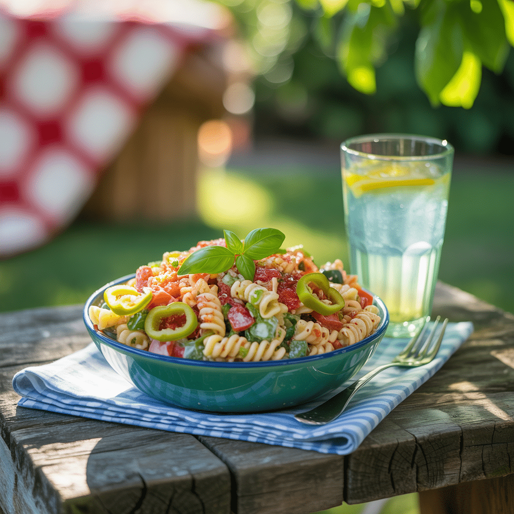 Served grinder pasta salad in individual portion