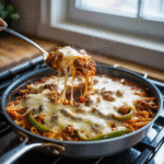 Philly cheesesteak pasta with steak and cheese