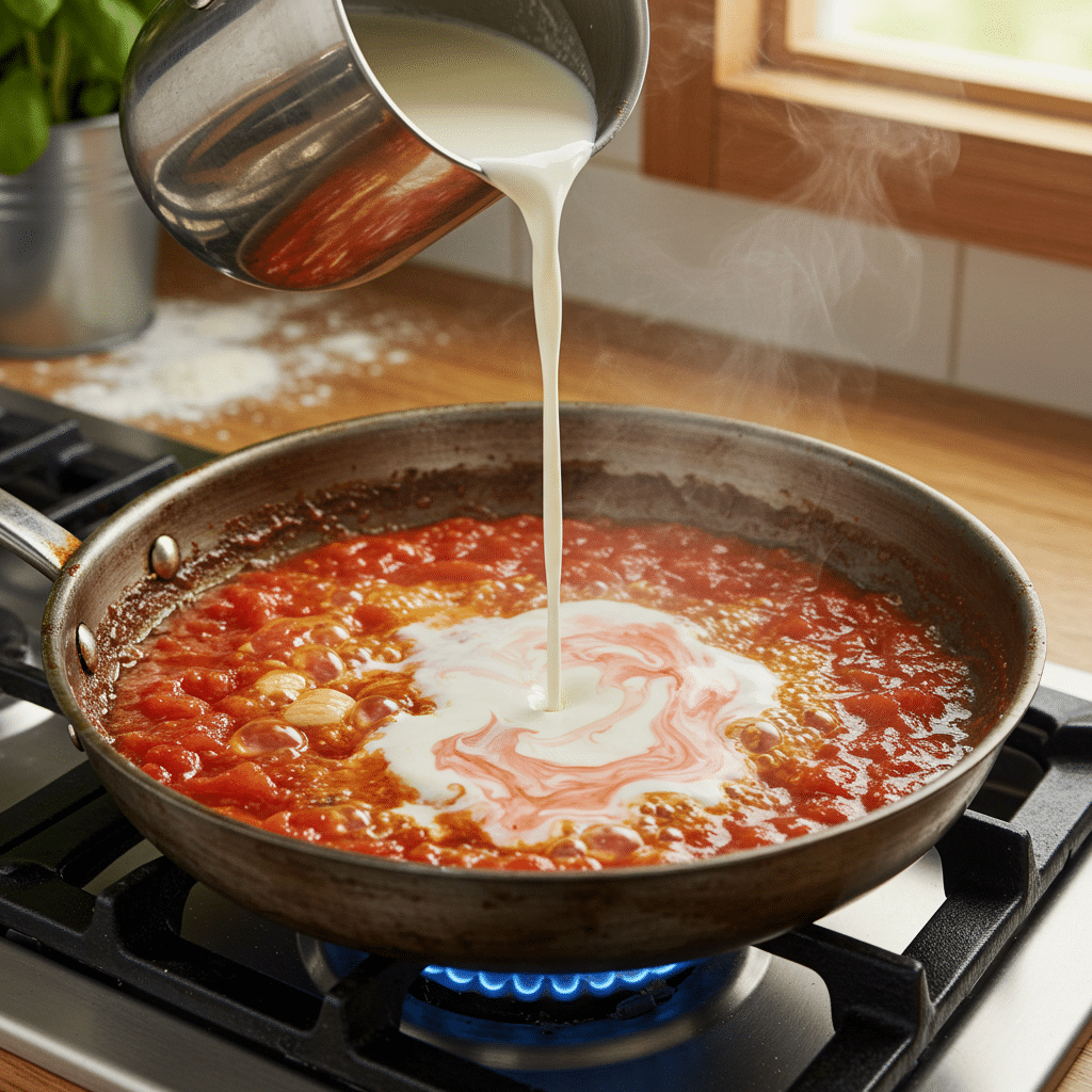 Cooking steps for pink sauce pasta recipe