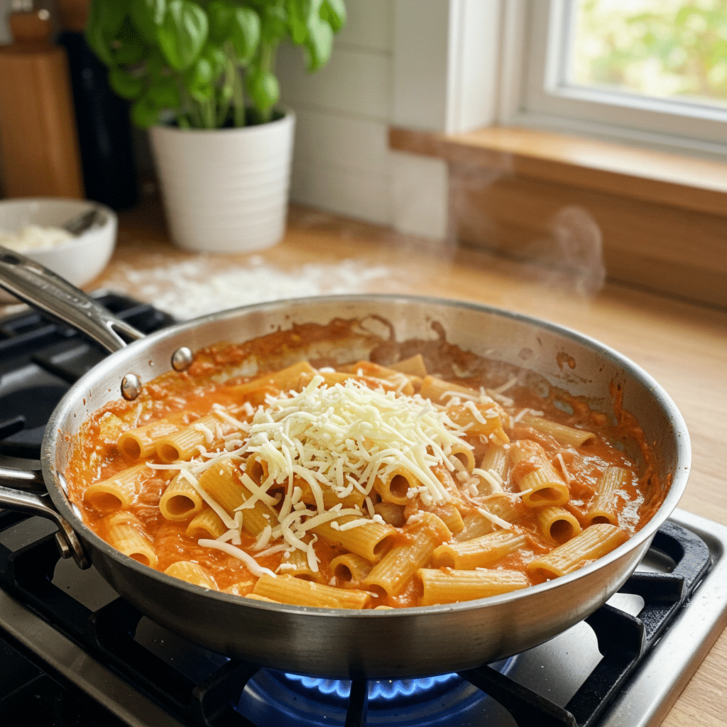 Cooking steps for pink sauce pasta recipe