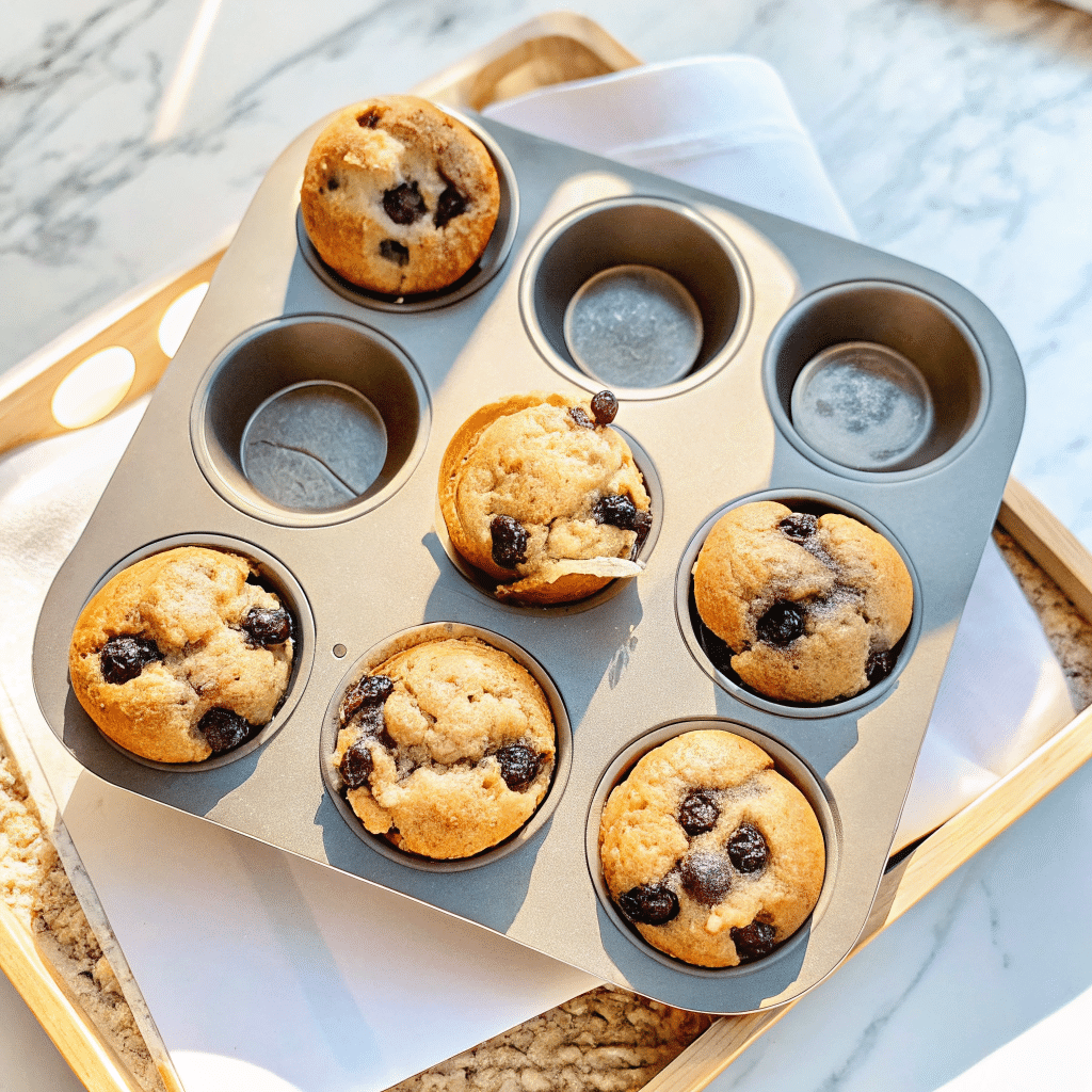 Cottage cheese blueberry muffins fresh from the oven