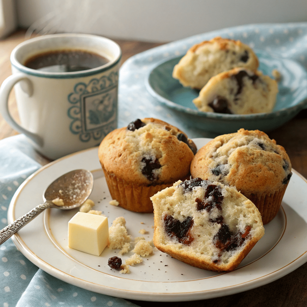 Served cottage cheese blueberry muffin with soft fluffy interior