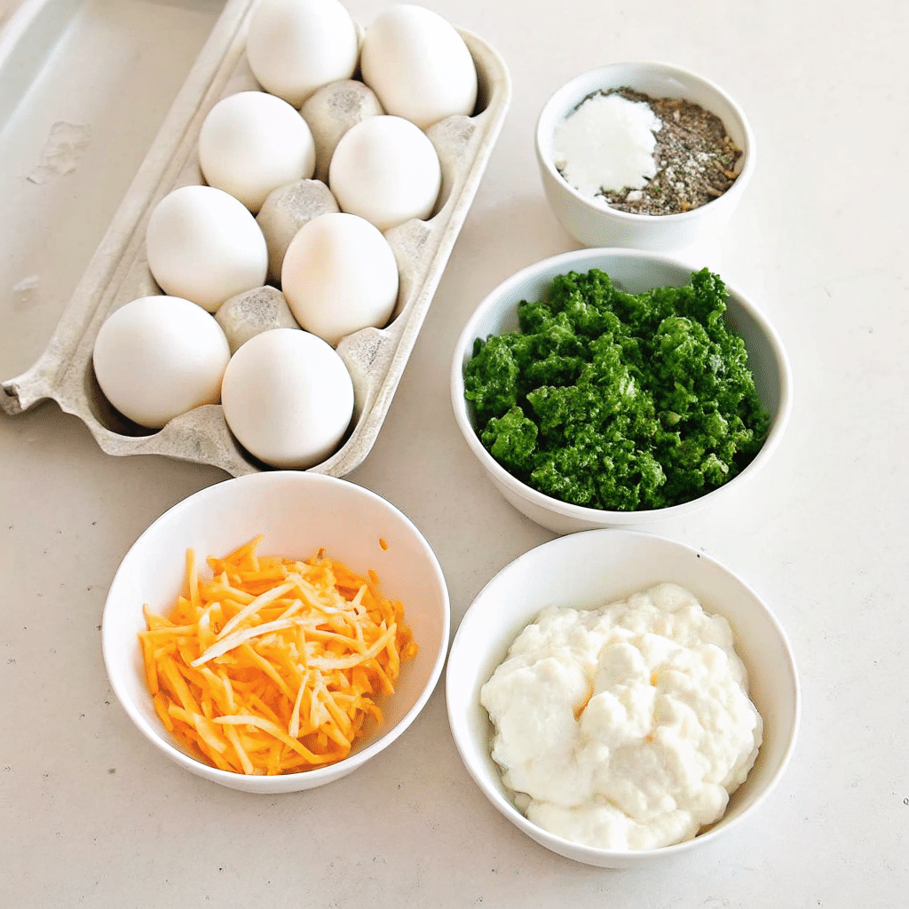 Ingredients for cottage cheese egg bites