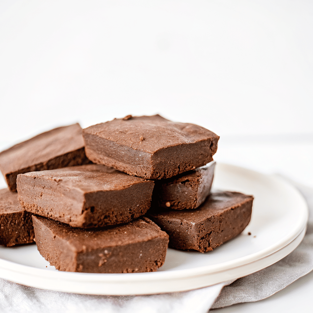 High protein cottage cheese fudge squares on plate