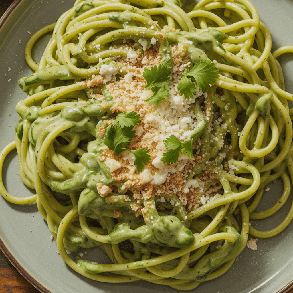 Serving green spaghetti recipe