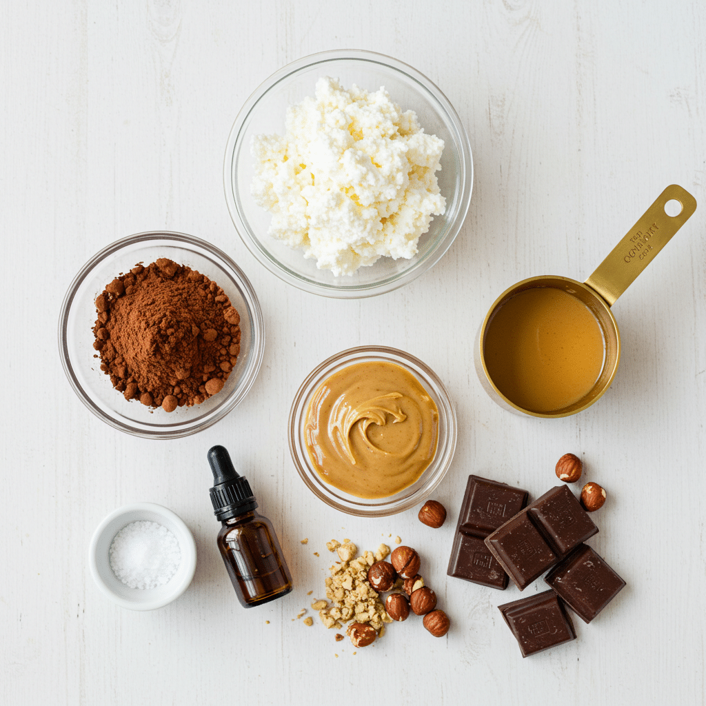 Ingredients for high protein cottage cheese fudge