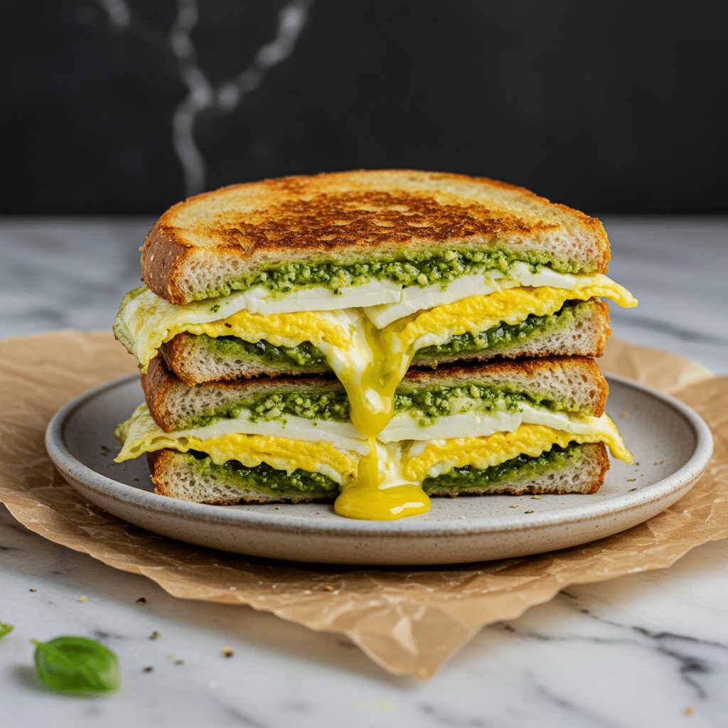 Pesto egg sandwich