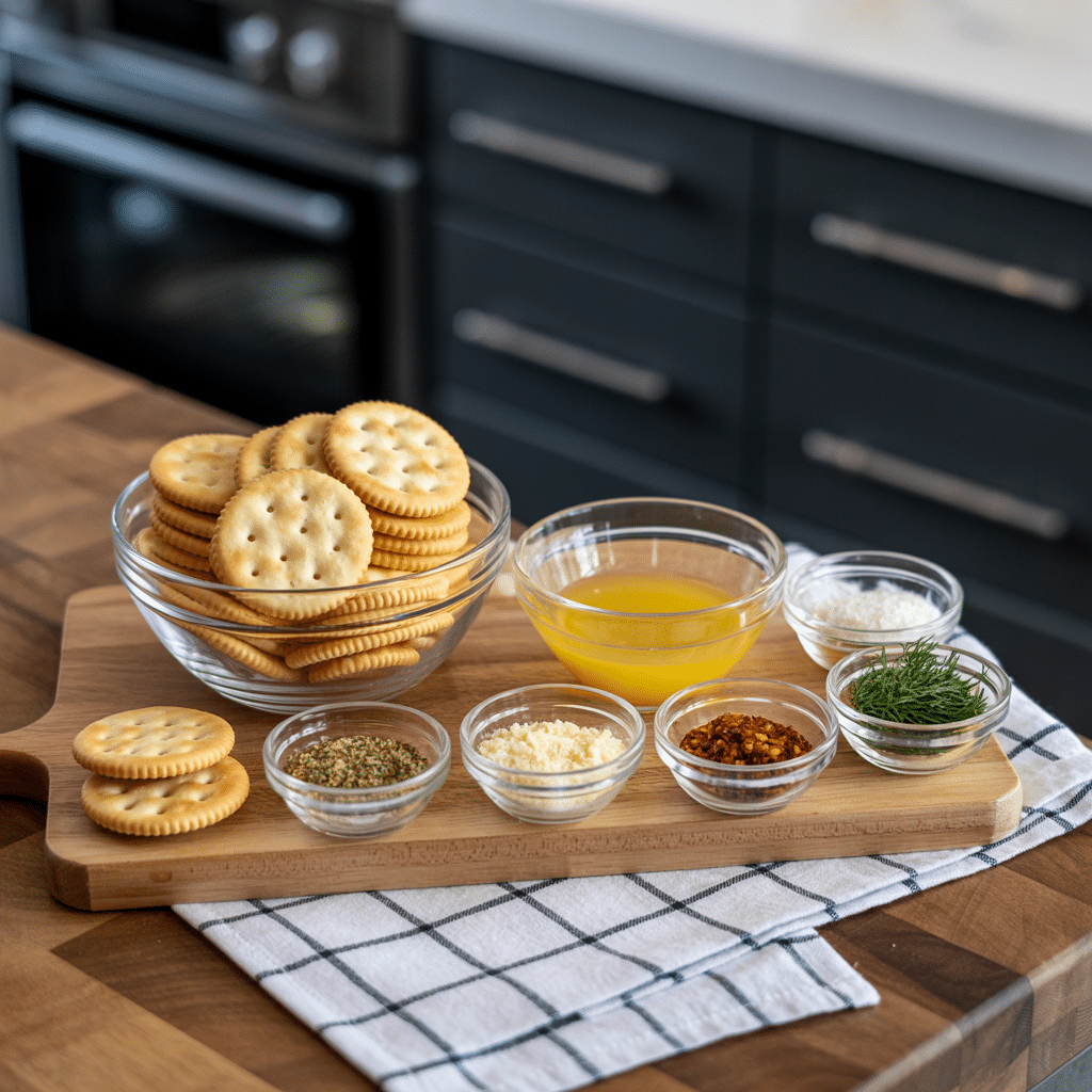 Ranch Ritz Crackers Ingredients Laid Out