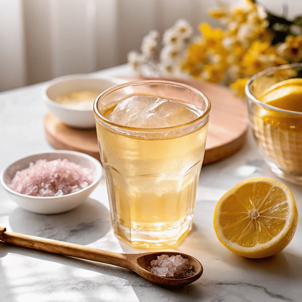 Served Japanese pink salt water