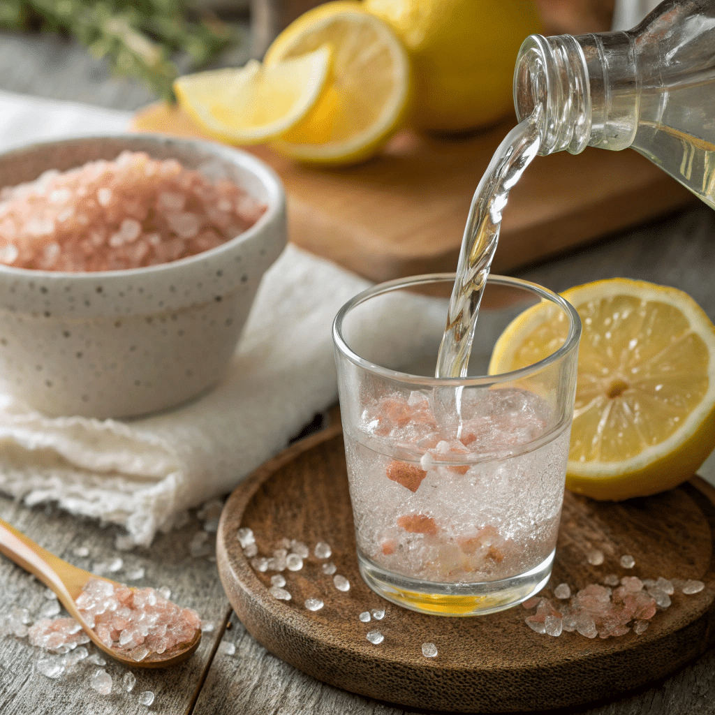 Mixing Japanese pink salt drink