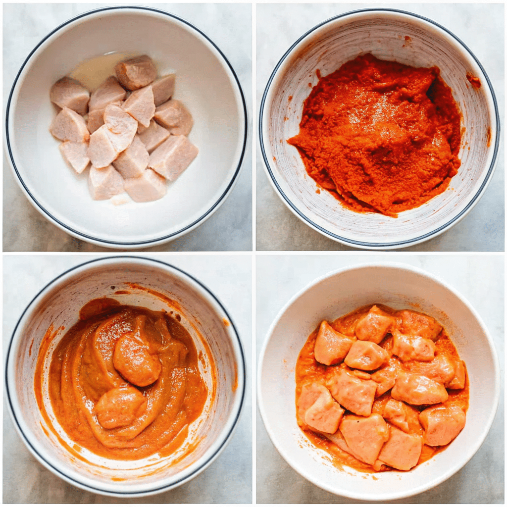 Ingredients for butter chicken recipe Indian makhani
