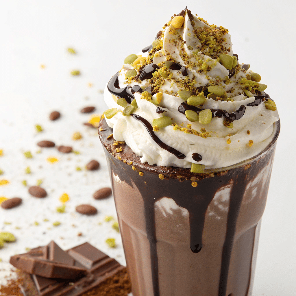 Dubai chocolate milkshake prepare to serving