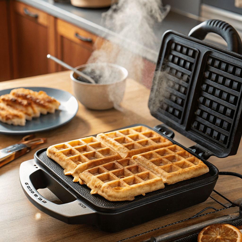 Waffle iron making high protein waffles