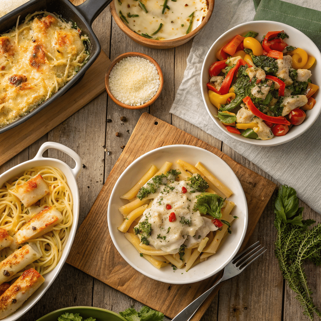 Collection of best pasta recipes including creamy, baked, and salad dishes