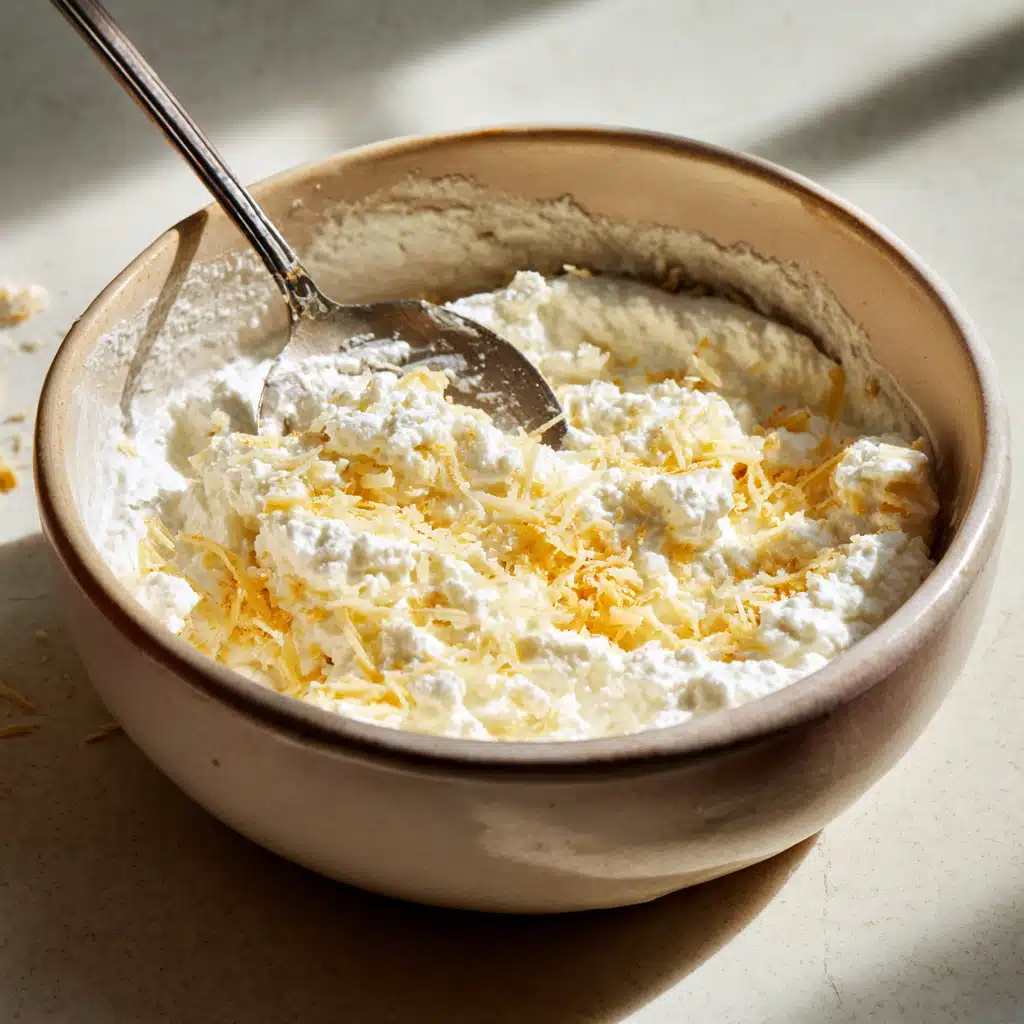mixing ricotta for lemon ricotta pasta