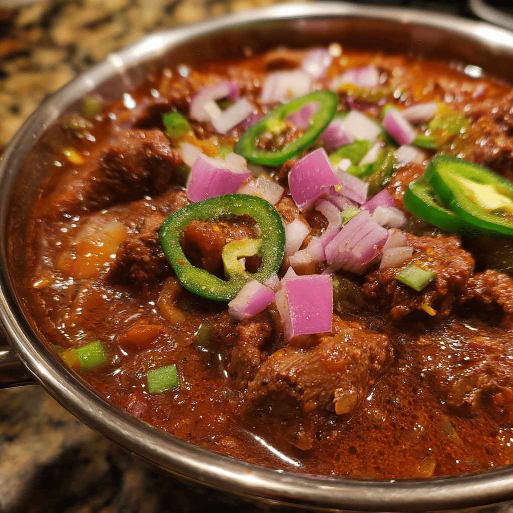 Texas style chili recipe bowl
