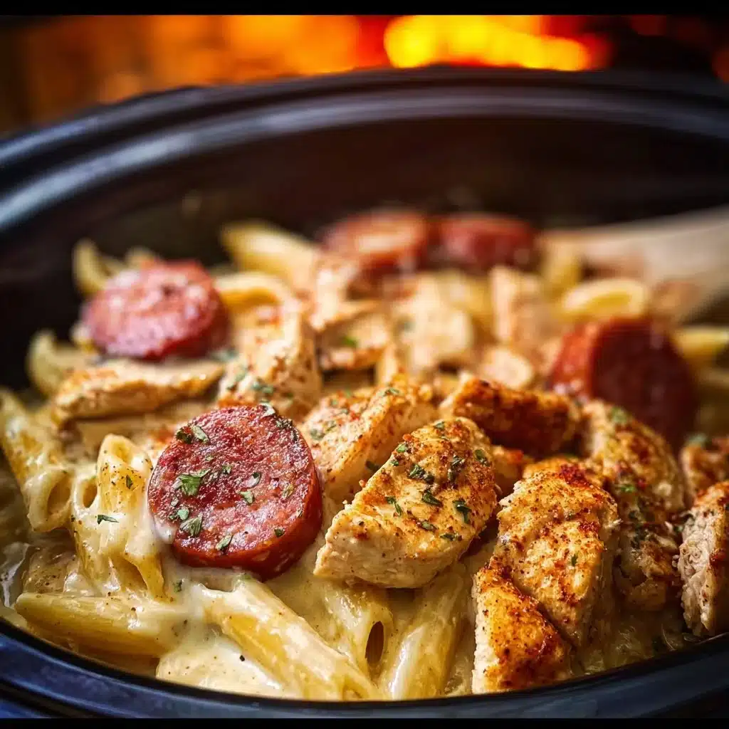 Delicious Slow Cooker Cajun Chicken Alfredo served in a bowl