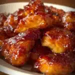 A plate of Sweet Hawaiian Crock Pot Chicken garnished with pineapple and green onions.